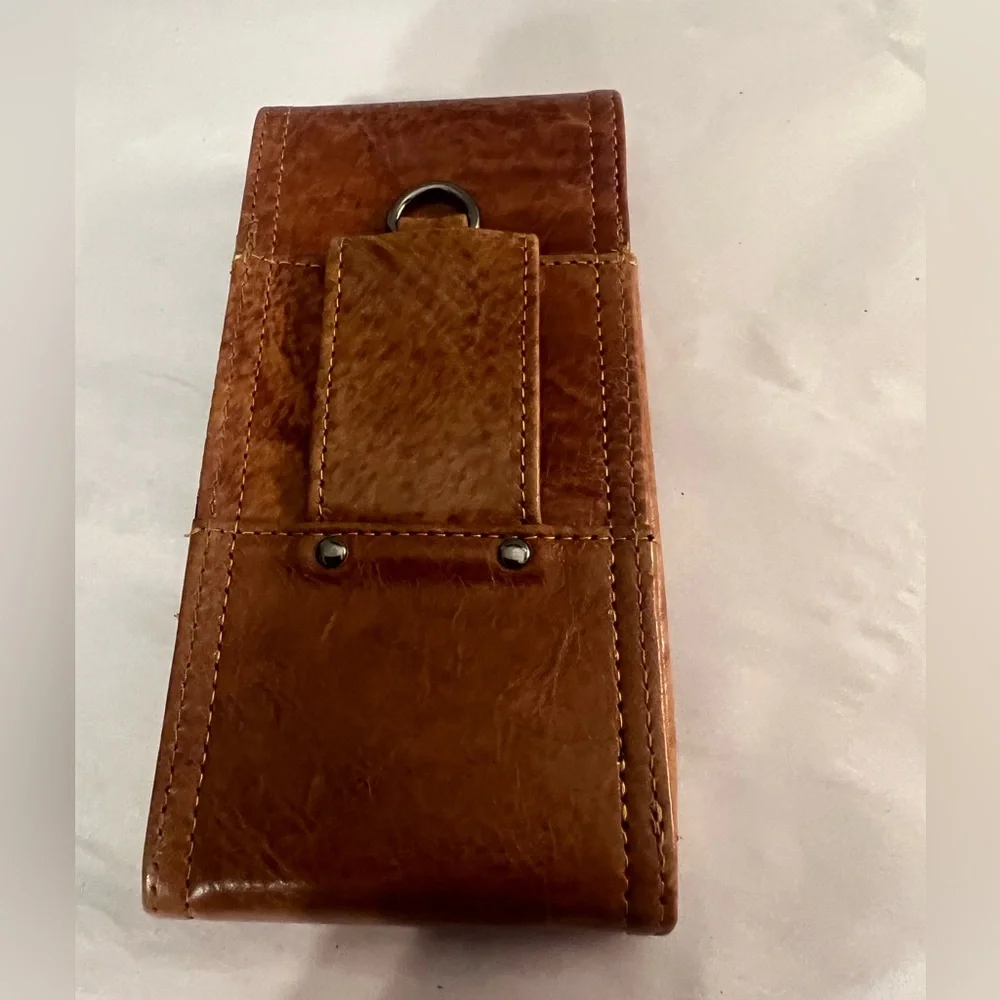 Hendwin Brown Leather Phone Pouch with Attached Belt Loop